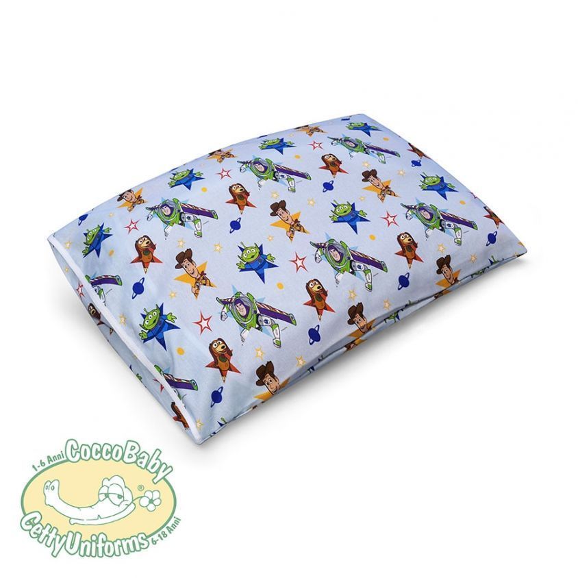 Federa per cuscino con tasca interna, Toy Story, Woody e Buzz su celeste